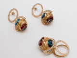 Eka Samkharadze - Earrings,<br />
Cloisonné enamel gold cirkone - 1785 GEL;<br />
Ring,<br />
Cloisonné enamel gold cirkone - 1275 GEL