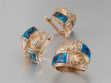 Eka Samkharadze<br />
Earrings<br />
Cloisonné enamel gold cirkone <br />
1785 GEL<br />
Ring<br />
Cloisonné enamel gold cirkone <br />
1275 GEL