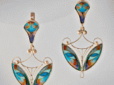 Mziso Jgenti - Earrings;<br />
Cloisonné enamel gold;<br />
1915 GEL